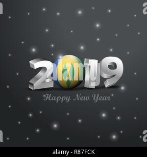 2019 Felice Anno Nuovo Saint Vincent e Grenadine bandiera tipografia. Celebrazione astratta sfondo Illustrazione Vettoriale