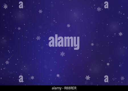La caduta di neve, il simbolo del fiocco di neve. Vacanza inverno sfondo per il Natale e il nuovo anno. Illustrazione Vettoriale