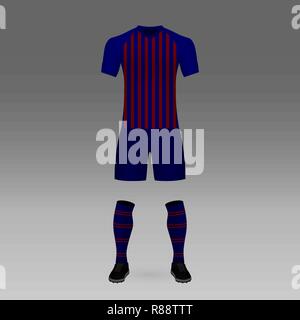 Kit calcio Barcellona, modello di maglietta per Soccer jersey. Illustrazione Vettoriale Illustrazione Vettoriale