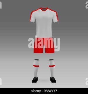 Kit calcio Red Bull, Lipsia , modello di maglietta per Soccer jersey. Illustrazione Vettoriale Illustrazione Vettoriale