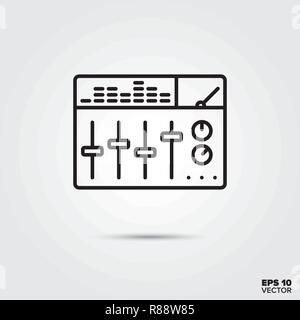 Console di mixaggio line icona illustrazione vettoriale. Media e intrattenimento simbolo. Illustrazione Vettoriale