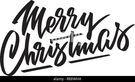 Merry Christmas testo vettoriale Lettering calligrafico scheda Progettazione templateCreative Tipografia per il messaggio di saluto festivo dono Poster. Calligraphy font style Banner Illustrazione Vettoriale