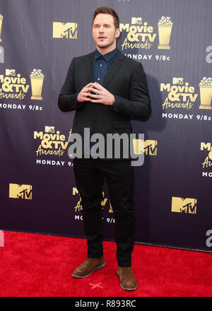 SANTA MONICA, Los Angeles, CA, Stati Uniti d'America - 16 giugno: Chris Pratt al 2018 MTV Movie e TV Awards tenutosi a Barker Hangar a giugno 16, 2018 in Santa Monica, Los Angeles, California, Stati Uniti. (Foto di Xavier COLLIN/Image Press Agency) Foto Stock