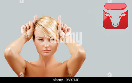 Segno zodiacale dello zodiaco Taurus. Toro oroscopo segno Foto Stock