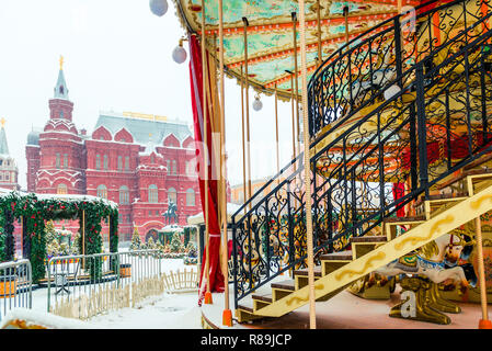 La Piazza Rossa nel centro di Mosca in inverno, Russia Foto Stock