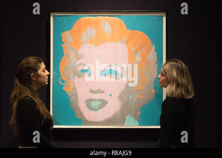 Bonhams Londra UK. Il 14 dicembre 2018. Stampe Bonhams e multipli di vendita prima di Natale, il 18 dicembre. Immagine: Marilyn di Andy Warhol (American, 1928-1987). Preventivo: £20,000-30,000 Credito: amer ghazzal/Alamy Live News Foto Stock