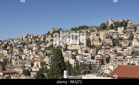 Vista della città di Nazaret, dove Gesù è cresciuto secondo la leggenda. In Nazareth l Arcangelo Gabriele è detto di essere venuto alla Vergine Maria e ha annunciato la nascita di Gesù. (28 ottobre 2018) | utilizzo in tutto il mondo Foto Stock