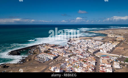 Vista aerea di El Cotillo bay, Fuerteventura, Isole canarie Foto Stock