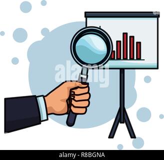 Lente di ingrandimento mano azienda Illustrazione Vettoriale
