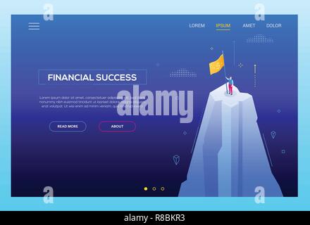 Il successo finanziario - moderno vettore isometrica di banner per il web Illustrazione Vettoriale