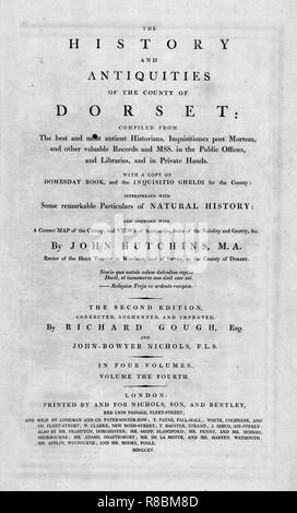 Pagina del titolo di "La storia e le antichità della contea del Dorset", 1815. Creatore: sconosciuto. Foto Stock