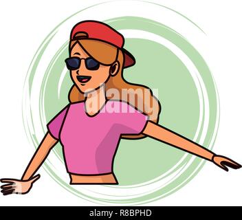 young woman profile pop art Illustrazione Vettoriale