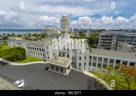 Gli edifici del governo a Suva. Uffici di ala Executive di governo delle Figi. Il primo ministro delle Figi negli uffici, l Alta Corte, ministeri, il Parlamento o Foto Stock