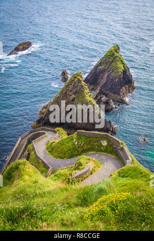 Vecchio Dunquin Pier per boattrip alla isole Blasket Foto Stock