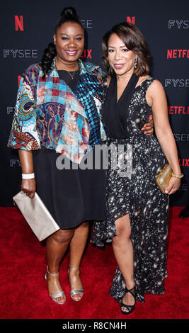 HOLLYWOOD, Los Angeles, CA, Stati Uniti d'America - maggio 06: Adrienne C. Moore, Selenis Leyva a Netflix FYSee Kick Off Party 2018 tenutasi a Raleigh Studios il 6 maggio 2018 a Hollywood e Los Angeles, California, Stati Uniti. (Foto di Xavier COLLIN/Image Press Agency) Foto Stock