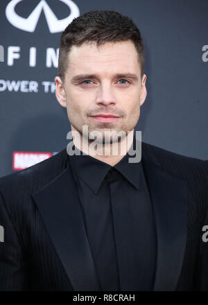 HOLLYWOOD, Los Angeles, CA, Stati Uniti d'America - 23 aprile: Sebastian Stan presso la Premiere mondiale di Disney e la meraviglia del " vendicatori: guerra infinita" tenutasi presso l'El Capitan theater, Dolby Theatre e TCL Chinese Theatre IMAX il 23 aprile 2018 a Hollywood e Los Angeles, California, Stati Uniti. (Foto di Xavier COLLIN/Image Press Agency) Foto Stock