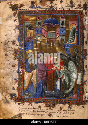 La presentazione di Gesù al tempio (manoscritto dal Vangelo Matenadaran), 1286. Foto Stock