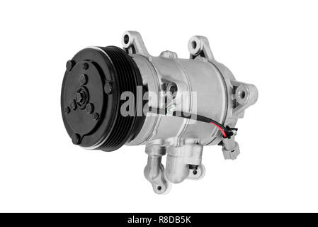 Auto compressore condizionatore d'aria su sfondo bianco Foto Stock