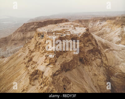 Fortezza di Masada zona quartiere meridionale di Israele area del Mar Morto distretto meridionale di Israele. Antica fortezza ebraica dell'Impero Romano sulla parte superiore di una ro Foto Stock