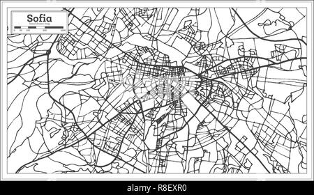 Sofia Bulgaria Mappa della città in stile retrò. Mappa di contorno. Illustrazione Vettoriale. Illustrazione Vettoriale