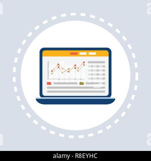 Schermo portatile online business finanziario di analisi statistica di trading analytics grafici computer app isolato piatta Illustrazione Vettoriale