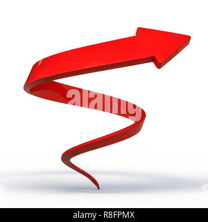 Enorme attorcigliato rosso la freccia rivolta verso l'alto. I profitti. Strategia di business. Un trend positivo. Il rendering 3D Foto Stock