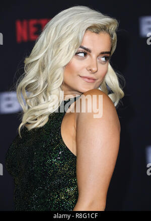 WESTWOOD, Los Angeles, CA, Stati Uniti d'America - 13 dicembre: Bebe Rexha presso il Los Angeles Premiere di Netflix 'Bright" tenutasi presso il Regency Village Theatre sul dicembre 13, 2017 a Westwood, Los Angeles, California, Stati Uniti. (Foto di Xavier COLLIN/Image Press Agency) Foto Stock