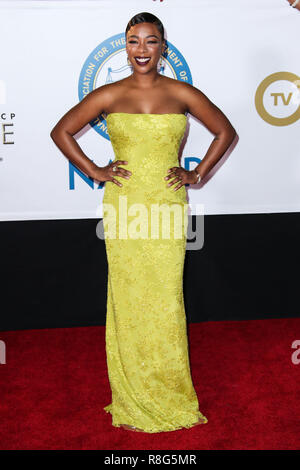 PASADENA, Los Angeles, CA, Stati Uniti d'America - 15 gennaio: Samira Wiley al quarantanovesimo NAACP Image Awards tenutosi presso la Pasadena Civic Auditorium on gennaio 15, 2018 a Pasadena, Los Angeles, California, Stati Uniti. (Foto di Xavier COLLIN/Image Press Agency) Foto Stock