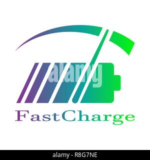 Batteria colorato fast charge logo design. Vettore. EPS 10 Illustrazione Vettoriale