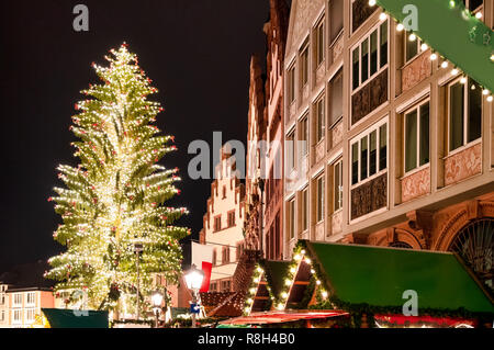 Mercatino di Natale di Francoforte, Römerberg, Assia Foto Stock