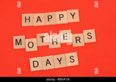 Le madri felici giorni testo sul panno texture. Foto Stock