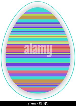 Scheda Carta modello con strisce multicolore uovo di pasqua. Illustrazione Vettoriale