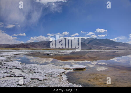 Il Trekking lungo il Tso Kar Lago, Ladakh, Indiavi Foto Stock