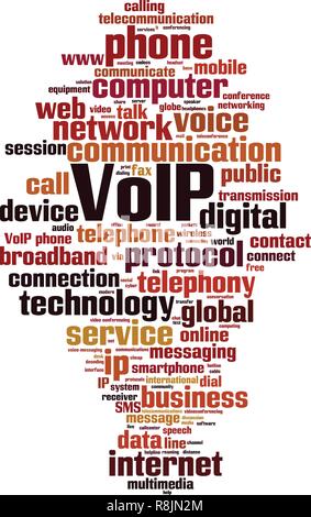 Parola VoIP concetto di cloud computing. Illustrazione Vettoriale Illustrazione Vettoriale