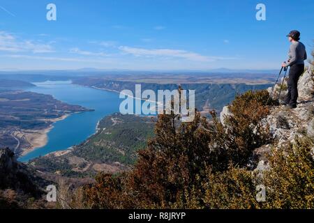 Francia, Alpes de Haute-Provence, La Palud sur Verdon, lago di Sainte-Croix visto da Plein Voir pass Foto Stock