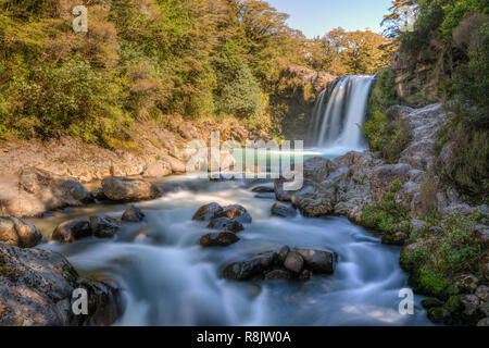 Tawhai Falls, Tongariro National Park, North Island, Nuova Zelanda Foto Stock