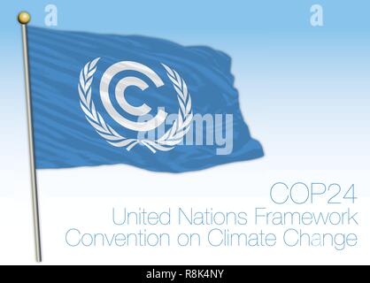 Conferenza delle Nazioni Unite sul cambiamento climatico e l'organizzazione bandiera, illustrazione vettoriale Illustrazione Vettoriale