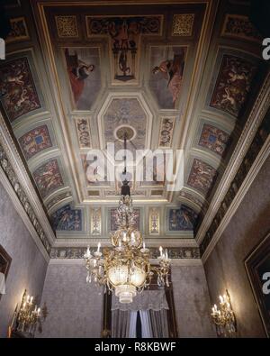 PINTURA MURALE DEL TECHO DE UNA DE LAS SALAS DE PRESIDENCIA - 1849/56. Autore: ESPALTER Y RULL JOAQUIN. Posizione: Congreso de los Diputados-interno. MADRID. Spagna. Foto Stock