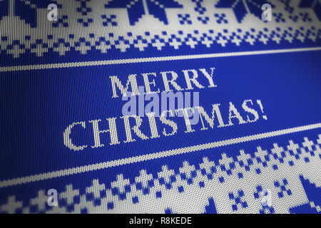 Tessitura a maglia Merry Christmas segno congratulazioni biglietto di auguri brutto maglione Foto Stock