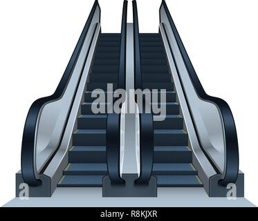 Doppia icona di Escalator. Illustrazione realistica della doppia escalator icona vettoriali per il web design Illustrazione Vettoriale
