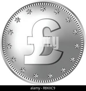 Argento Gran Bretagna sterlina moneta, Inghilterra denaro. Illustrazione Vettoriale