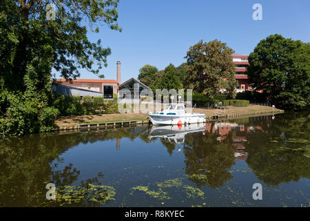 Francia, Nord, Marcq en Baroeul, Pont area Montplaisir, Roubaix canal Foto Stock