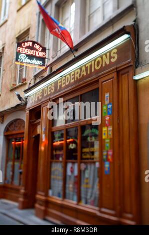 Francia, Rhone, Lione, Bouchon Lyonnais Le Cafe des Federazioni Foto Stock