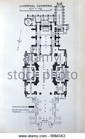 La cattedrale di Liverpool piano piano, illustrazione dai primi anni del novecento Foto Stock
