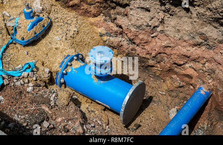 Tubo di acqua di burst di ingegneria civile Foto Stock