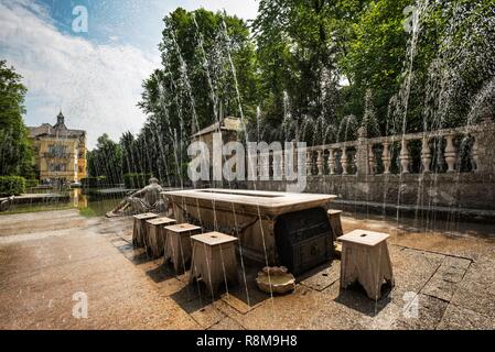 Austria, Sazburg, il Castello di Hellbrunn e Trick Fountains Foto Stock