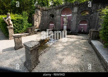 Austria, Sazburg, il Castello di Hellbrunn e Trick Fountains Foto Stock