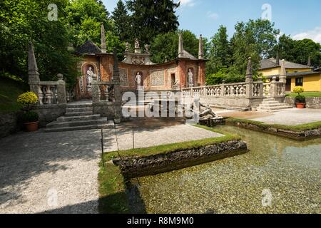 Austria, Sazburg, il Castello di Hellbrunn e Trick Fountains Foto Stock