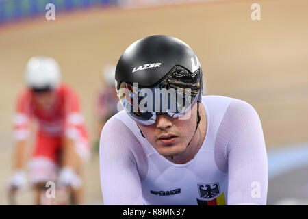 Londra, Regno Unito. 16 dic 2018. M. Malcharek (GER) in uomini Omnium Tempo Rece 24 durante Tissot UCI ciclismo su pista World Cup IV a Lee Valley VeloPark domenica 16 dicembre 2018. Londra Inghilterra. (Solo uso editoriale, è richiesta una licenza per uso commerciale. Nessun uso in scommesse, giochi o un singolo giocatore/club/league pubblicazioni.) Credito: Taka Wu/Alamy Live News Foto Stock