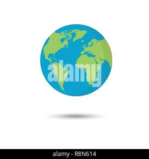 Appartamento il pianeta Terra e la relativa icona. Illustrazione Vettoriale per il web banner web e mobile, infographics. Illustrazione Vettoriale